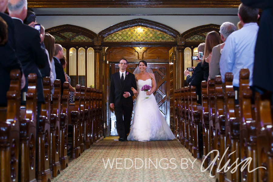 Bride and her father walking down the aisle at Calvary United Methodist Church in Pittsburgh